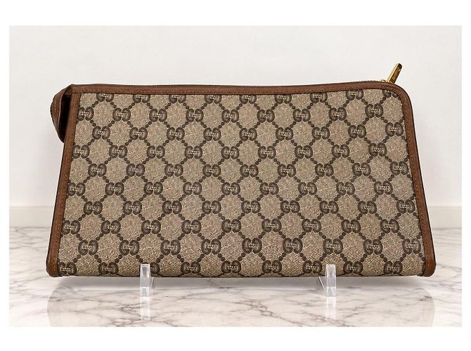 Gucci Vintage – Pochette GG Monogram in tela e pelle marrone – Unisex - vista 3