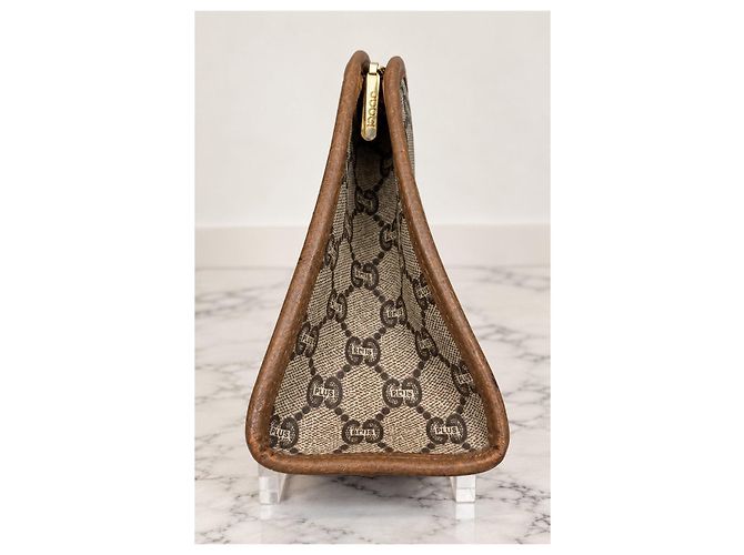 Gucci Vintage – Pochette GG Monogram in tela e pelle marrone – Unisex - vista 4