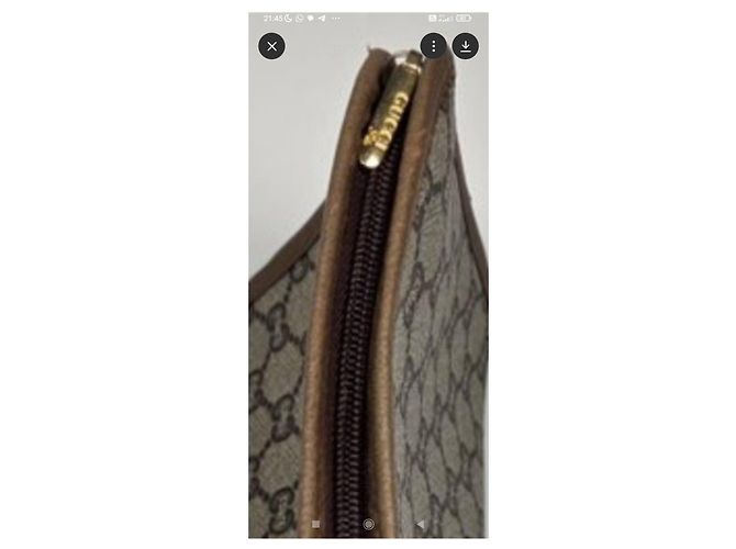 Gucci Vintage – Pochette GG Monogram in tela e pelle marrone – Unisex - vista 7