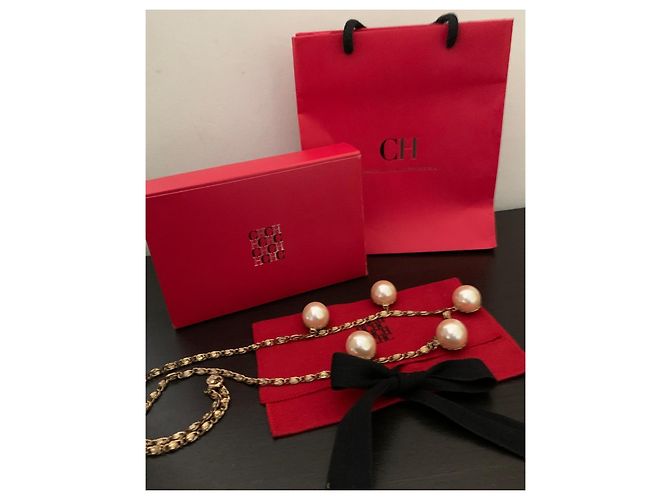 Carolina Herrera Collana di perle dorate - vista 4