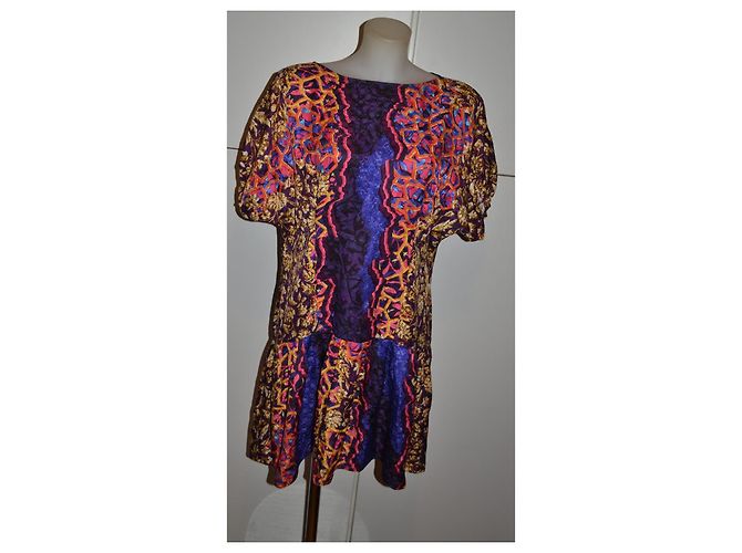 Peter Pilotto Seidenkleid mit abstraktem Print Braun Pink Blau Mehrfarben Orange Lila - Ansicht 2