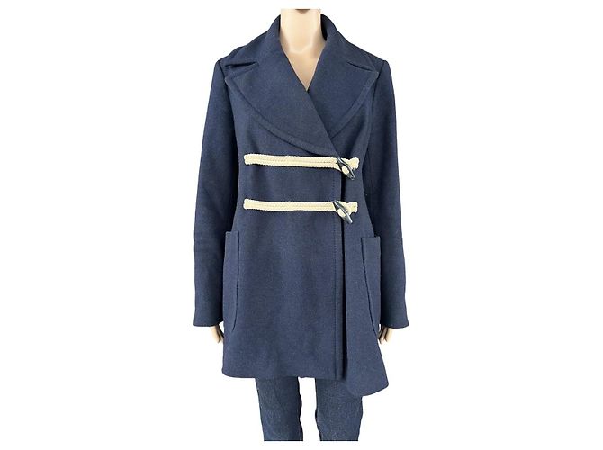 Autre Marque Pietro Filipi Abrigo Duffle azul marino de lana - vista 2