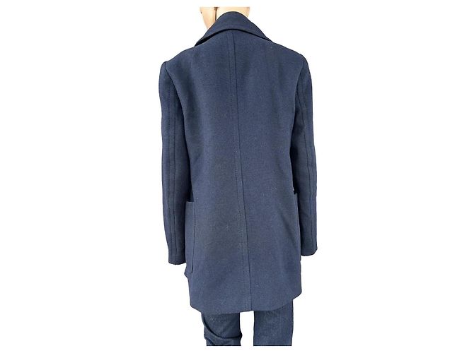 Autre Marque Pietro Filipi Abrigo Duffle azul marino de lana - vista 4