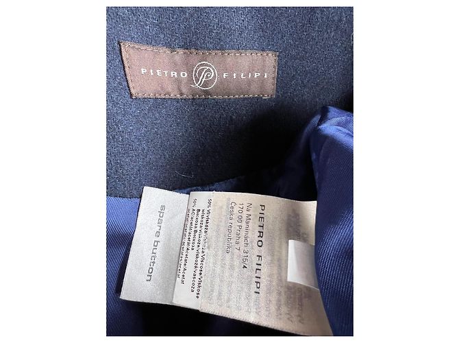Autre Marque Pietro Filipi Abrigo Duffle azul marino de lana - vista 5