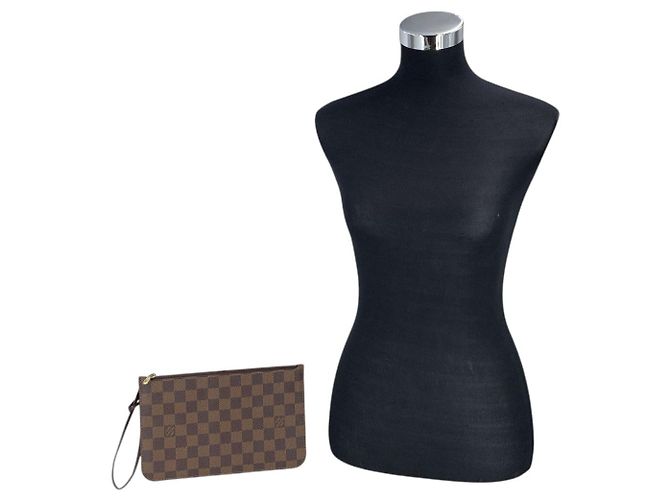 Louis Vuitton Pouch in tela Damier Ebene per Neverfull MM GM Marrone - vista 2