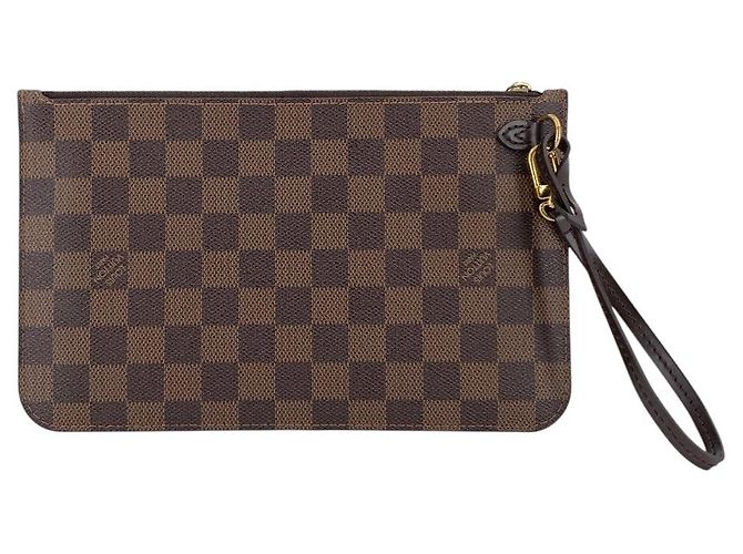 Louis Vuitton Pouch in tela Damier Ebene per Neverfull MM GM Marrone - vista 3