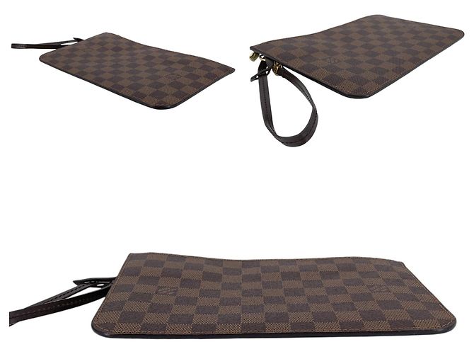 Louis Vuitton Pouch in tela Damier Ebene per Neverfull MM GM Marrone - vista 4