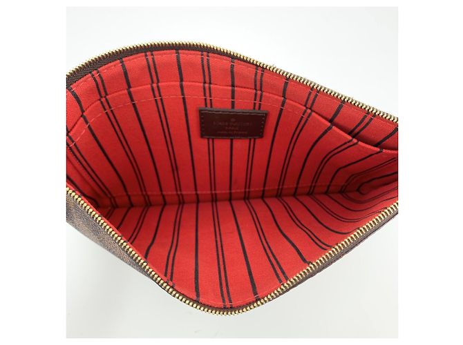 Louis Vuitton Pouch in tela Damier Ebene per Neverfull MM GM Marrone - vista 5