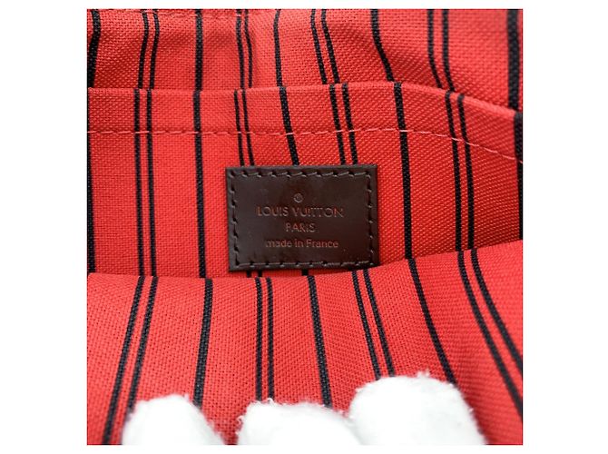 Louis Vuitton Pouch in tela Damier Ebene per Neverfull MM GM Marrone - vista 6