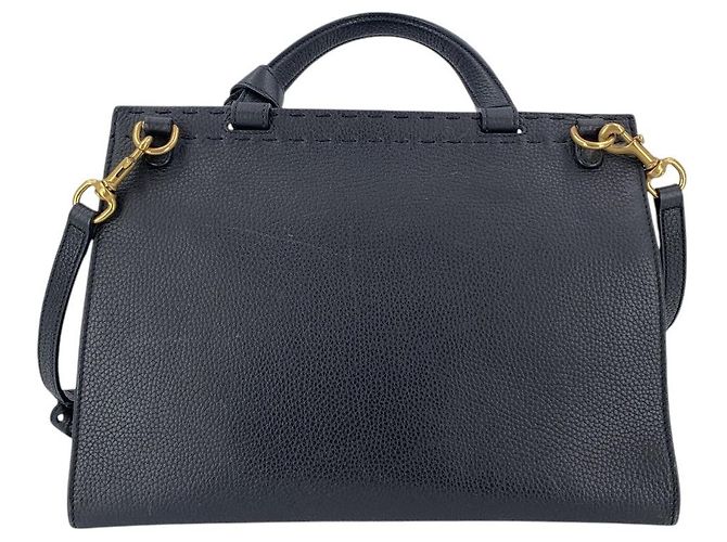 Gucci GG Marmont Schultertasche mit Henkel aus schwarzem genarbtem Leder - Ansicht 3