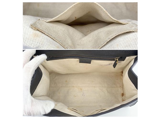 Gucci GG Marmont Schultertasche mit Henkel aus schwarzem genarbtem Leder - Ansicht 5
