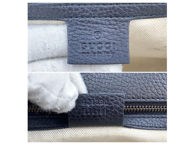 Gucci GG Marmont Schultertasche mit Henkel aus schwarzem genarbtem Leder - Ansicht 6