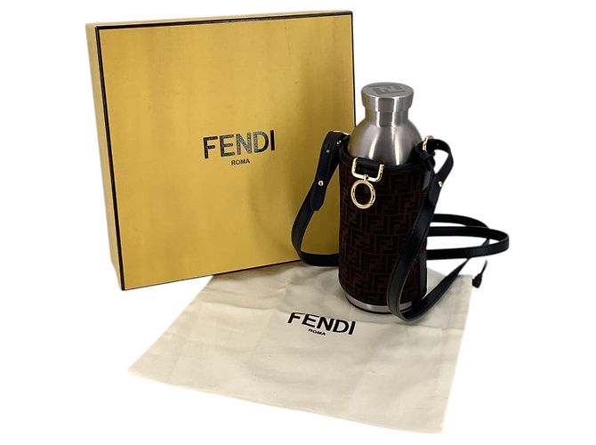 Fendi Portabotellas de lona Monogram marrón con frasco de acero inoxidable Castaño - vista 2