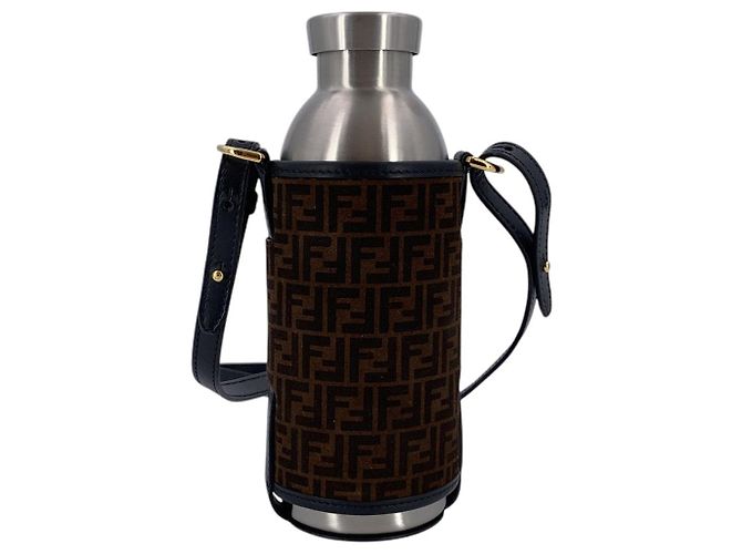 Fendi Portabotellas de lona Monogram marrón con frasco de acero inoxidable Castaño - vista 3
