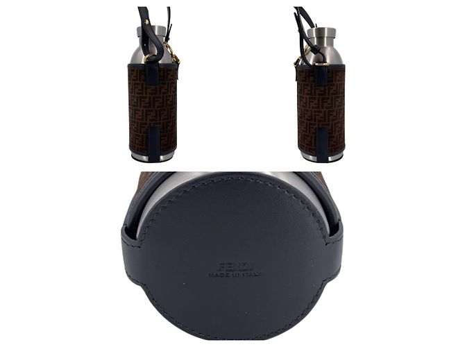 Fendi Portabotellas de lona Monogram marrón con frasco de acero inoxidable Castaño - vista 4