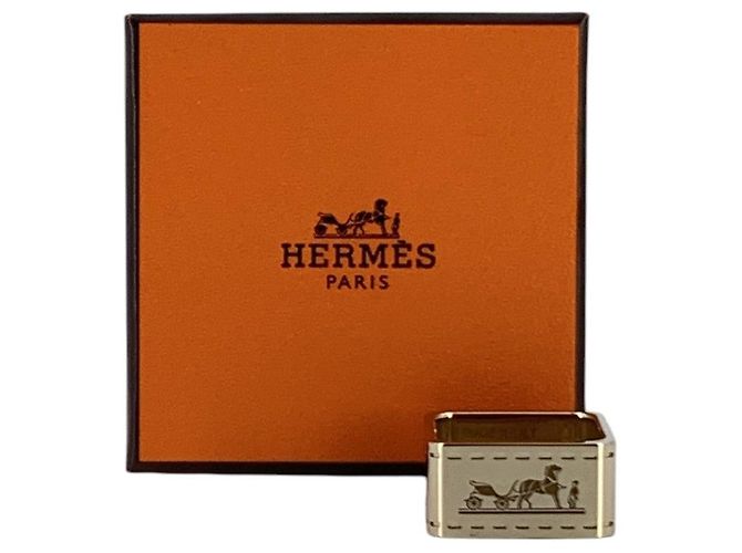 Ring Hermès Anneau à foulard Caleche Hermes en métal ton or clair Doré - vue 2