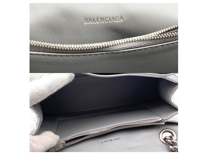 Hourglass Balenciaga Petit sac à épaule Crush en cuir matelassé argent métallisé Argenté - vue 5