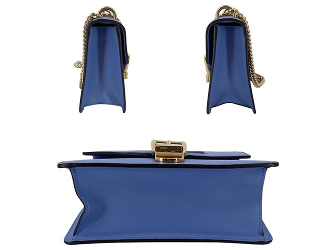 Gucci Mini borsa a tracolla Sylvie con patta, catena e Web in pelle azzurra Blu - vista 4