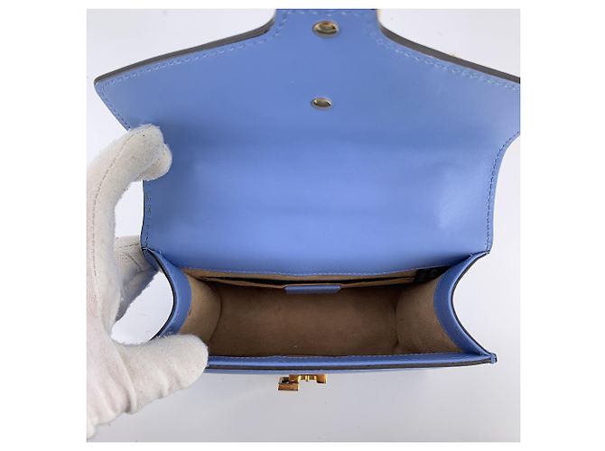 Gucci Mini borsa a tracolla Sylvie con patta, catena e Web in pelle azzurra Blu - vista 5