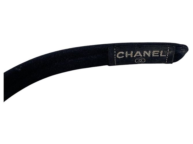 Timeless Chanel Fascia per capelli vintage in nastro di raso nero con fiocco - vista 3