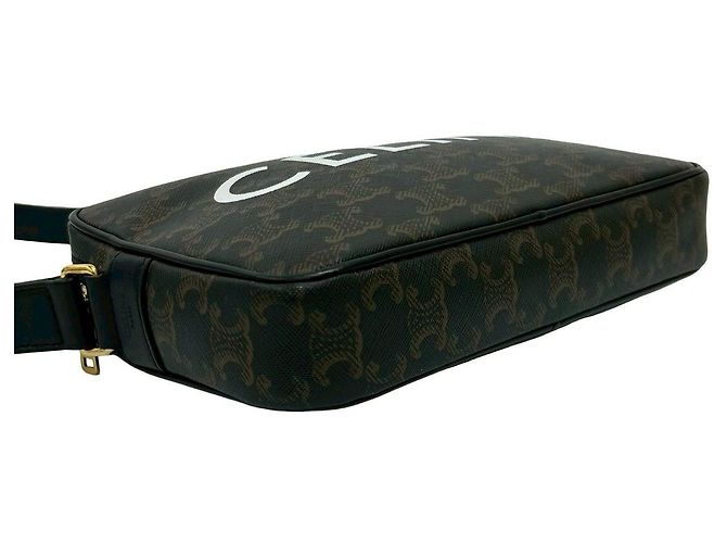 Céline Bolsa de Ombro em Couro Celine Triomphe Marrom - vista 10