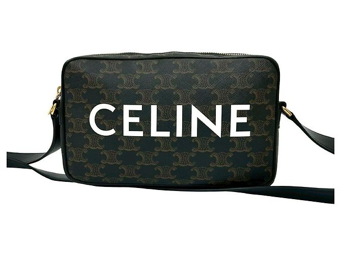Céline Bolsa de Ombro em Couro Celine Triomphe Marrom - vista 2