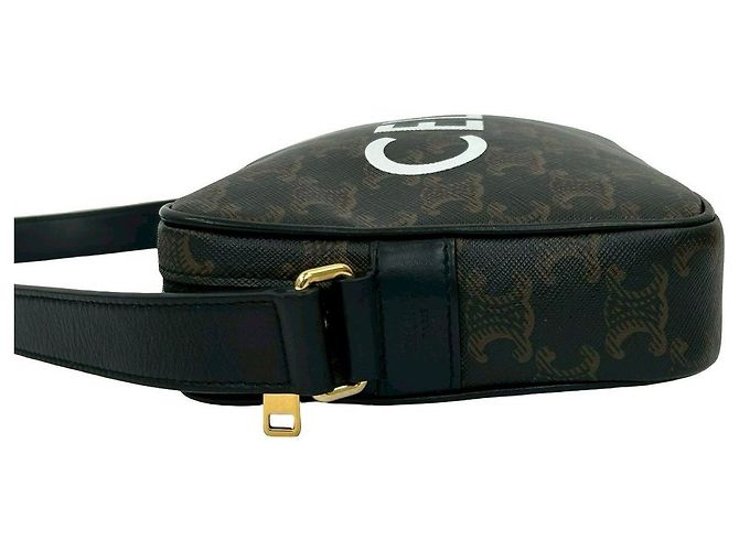 Céline Bolsa de Ombro em Couro Celine Triomphe Marrom - vista 8