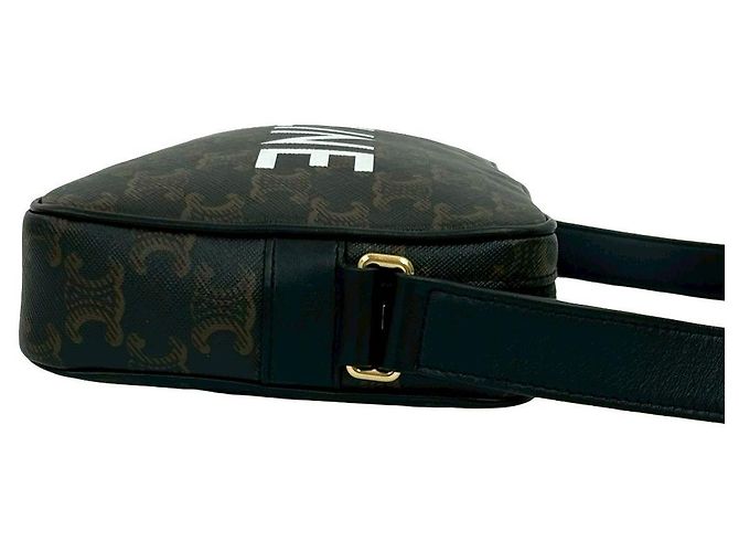 Céline Bolsa de Ombro em Couro Celine Triomphe Marrom - vista 9