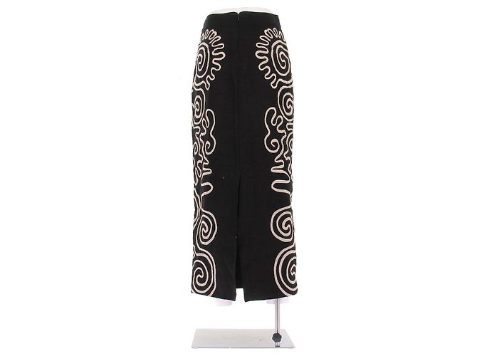 Autre Marque Gonna maxi nera con ricami Nero - vista 2