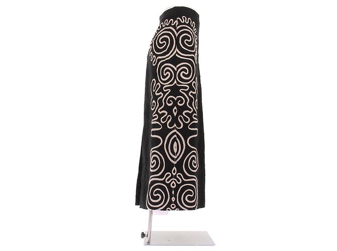 Autre Marque Gonna maxi nera con ricami Nero - vista 3