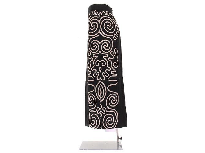 Autre Marque Gonna maxi nera con ricami Nero - vista 4