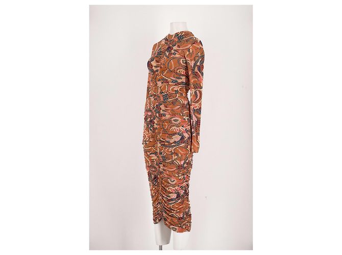 Vestido midi A.L.C. marrón con cuello alto y estampado abstracto Castaño - vista 4