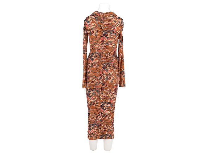 Vestido midi A.L.C. marrón con cuello alto y estampado abstracto Castaño - vista 6
