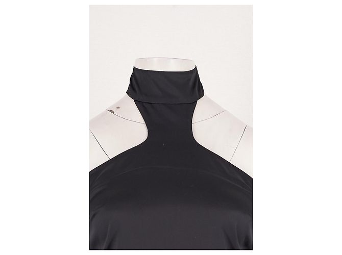 Vestido largo de seda negro High MAGALA - vista 3
