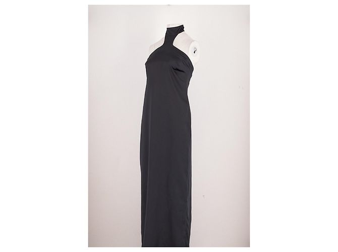 Vestido largo de seda negro High MAGALA - vista 5