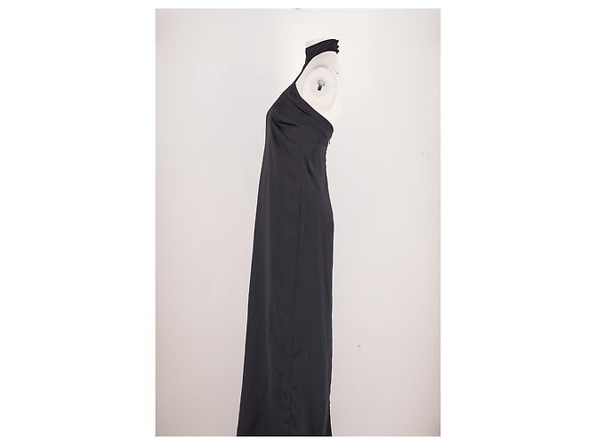 Vestido largo de seda negro High MAGALA - vista 6