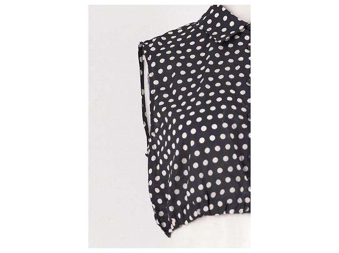 Autre Marque Top sem mangas de algodão com bolinhas preto e branco FRAME - vista 4