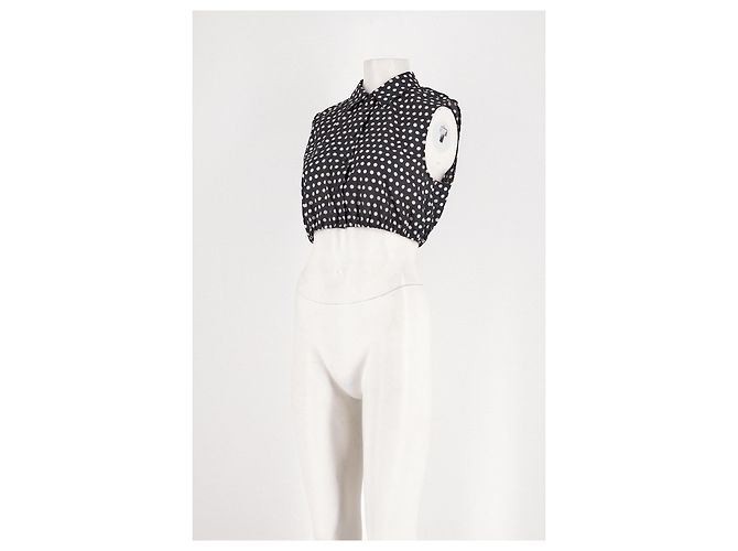Autre Marque Top sem mangas de algodão com bolinhas preto e branco FRAME - vista 5