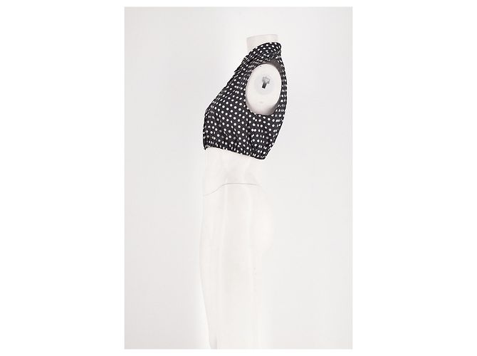 Autre Marque Top sem mangas de algodão com bolinhas preto e branco FRAME - vista 6