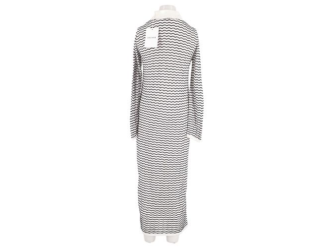 Dagmar White Striped Maxi Dress with Shirt Collar - view 2