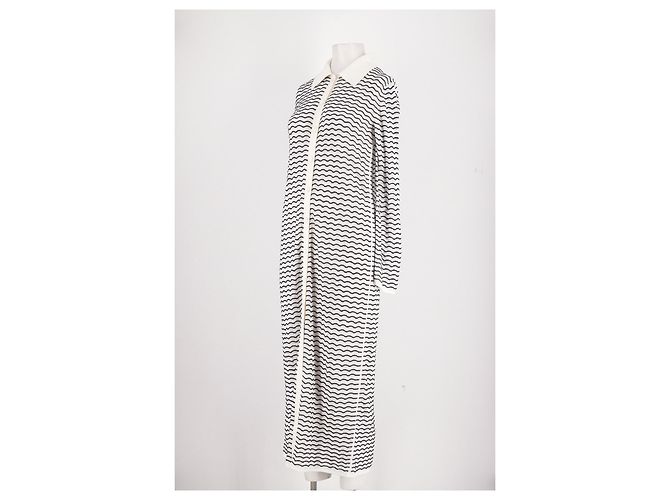 Dagmar White Striped Maxi Dress with Shirt Collar - view 5