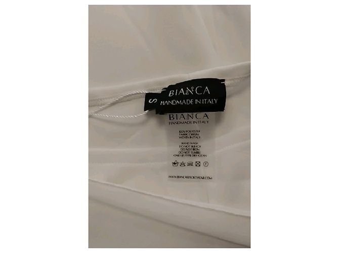Autre Marque Pantalones wide-leg blancos BIANCA con cinturón de hebilla dorada - vista 5