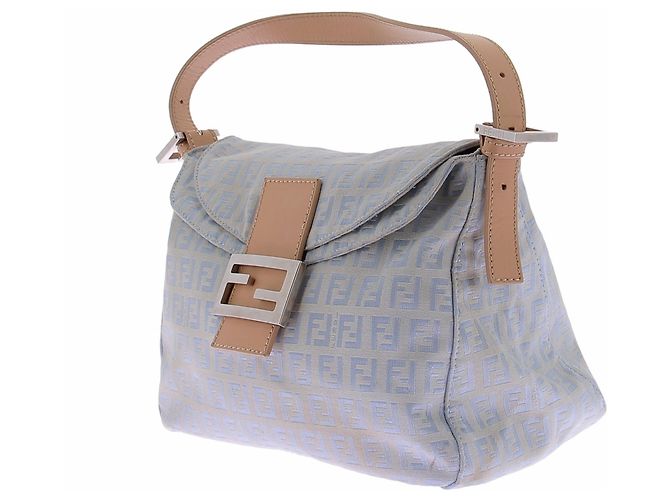 Borsa Fendi Mamma Baguette in tela monogrammata blu - vista 2