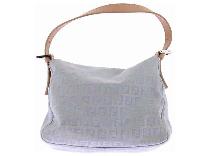 Borsa Fendi Mamma Baguette in tela monogrammata blu - vista 3