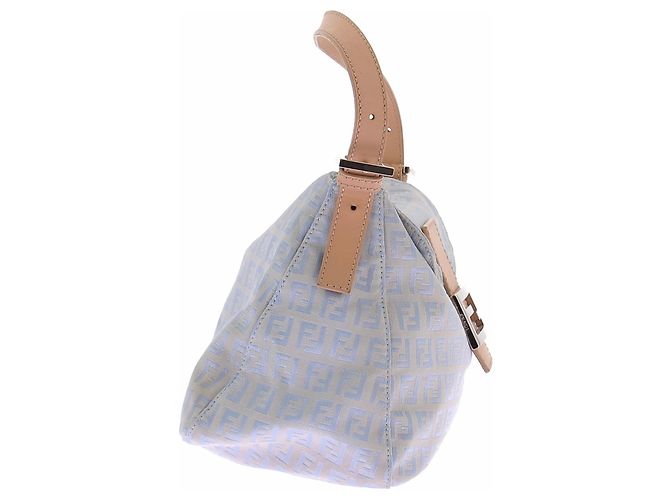 Borsa Fendi Mamma Baguette in tela monogrammata blu - vista 4