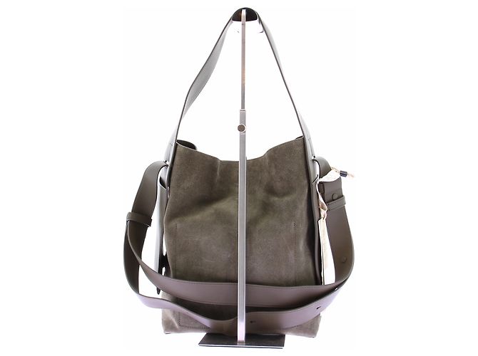 Autre Marque Borsa a mano SONGMONT in camoscio kaki Cachi - vista 3