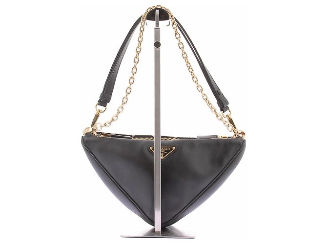 Bolso Prada Double Triangle de piel negra Negro - vista 4