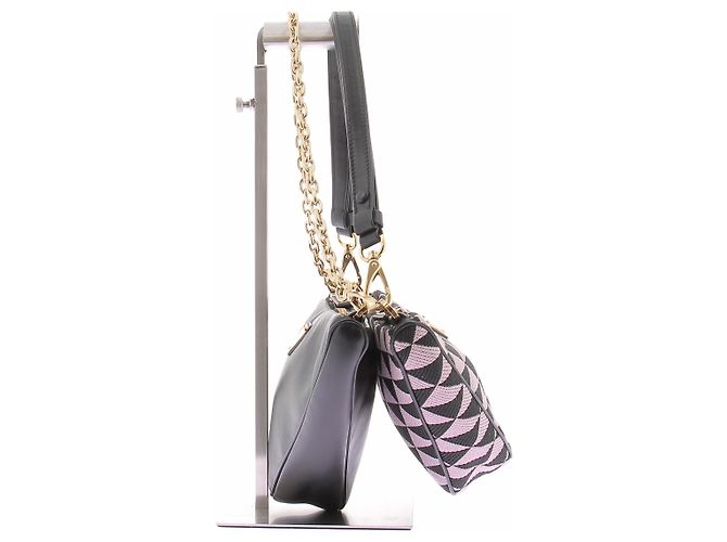 Bolso Prada Double Triangle de piel negra Negro - vista 5