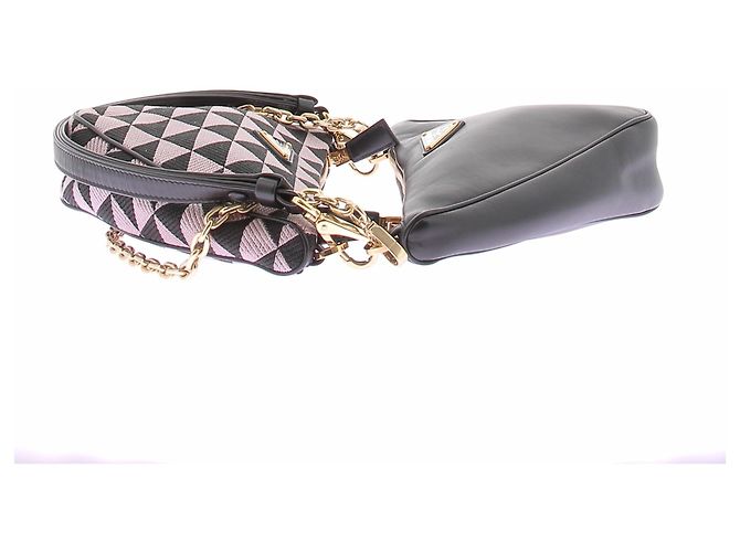 Bolso Prada Double Triangle de piel negra Negro - vista 7
