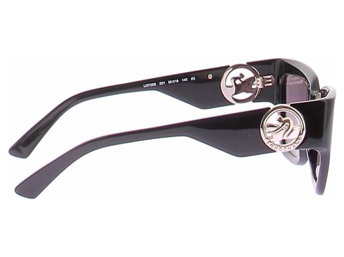 Longchamp Schwarze Sonnenbrille mit silbernem Logo - Ansicht 4